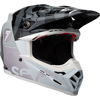 Bell Moto-9 Flex Seven Zone Gloss Black White Chrome шлем кроссовый