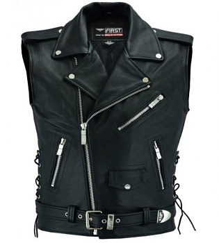 First V778 BFL Жилет-косуха мужской с плетением сбоку, XS-3XL