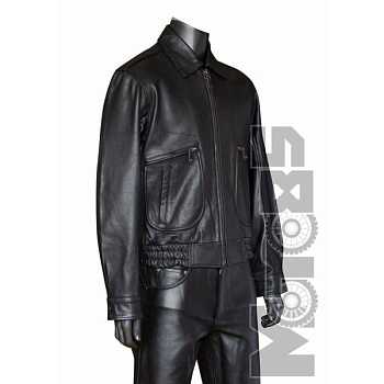 First M360 Бомбер кожаный без подкладки, черный, S-3XL