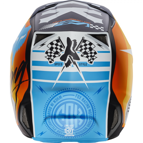 Fox Racing V2 Rohr White шлем кроссовый, бело-оранжево-голубой