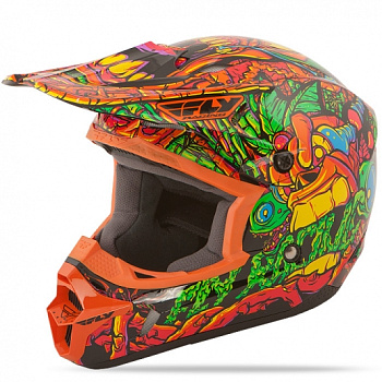 Fly Racing Kinetic Jungle Youth шлем подростковый, оранжево-зеленый Fly Racing Kinetic Jungle Youth шлем подростковый, оранжево-зеленый