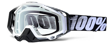 100% Racecraft мотоочки, бело-черный, прозрачная линза