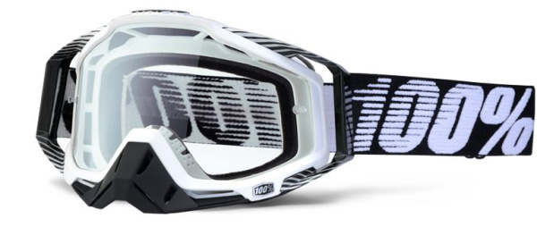 100% Racecraft мотоочки, бело-черный, прозрачная линза