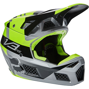 Fox Racing V3 RS 2022 Riet Flow Yellow шлем кроссовый