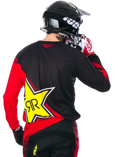 Fly Racing Kinetic Rockstar 2017 джерси, красно-черный Fly Racing Kinetic Rockstar 2017 джерси, красно-черный