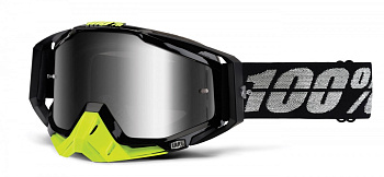 100% Racecraft Stealth/Mirror Silver Lens мотоочки,черный, зеркальная серебристая линза