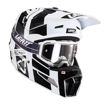 Leatt Kit Moto 3.5 V24 Black/White шлем кроссовый + Velocity 4.5 мотоочки