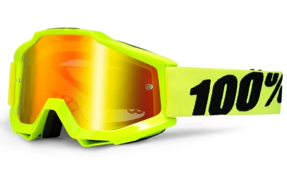 100% Accuri Fluo Yellow Red Mirror Lens мотоочки