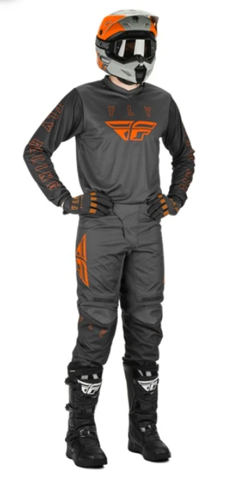 Fly Racing F-16 2021 мотоштаны подростковые, серо-оранжевый