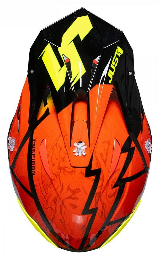 Just1 J39 Poseidon Fluo Yellow Red Black шлем кроссовый