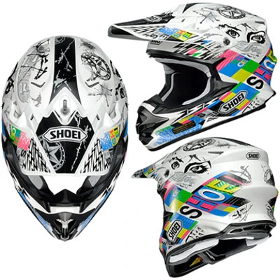 Shoei VFX-W Krack TC-10 шлем кроссовый, бело-желтый