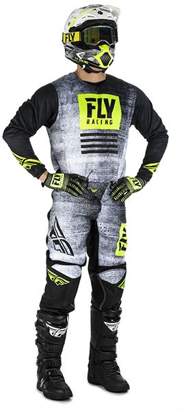 Fly Racing Kinetic Noiz комплект, черно-бело-желтый