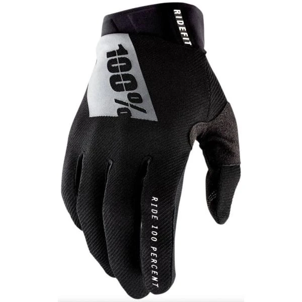 100% Ridefit Black/White мотоперчатки, черно-белый