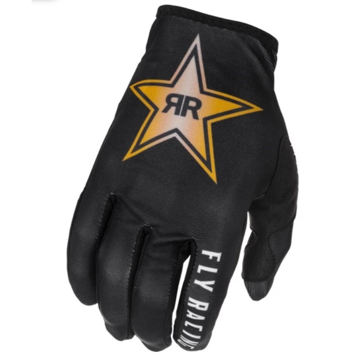 Fly Racing Lite Rockstar 2023 мотоперчатки, черно-бело-золотой