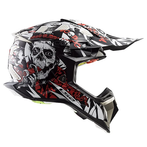 LS2 MX470 Subverter Voodoo шлем кроссовый, черно-бело-красный