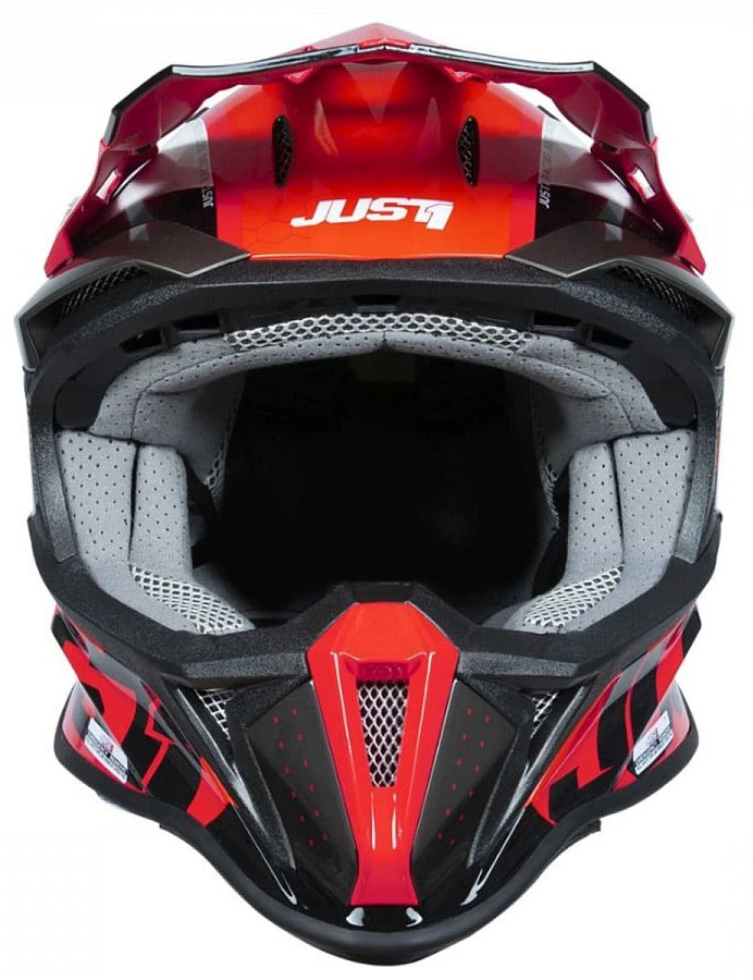 Just1 J18 Hexa White Fluo Red Black шлем кроссовый