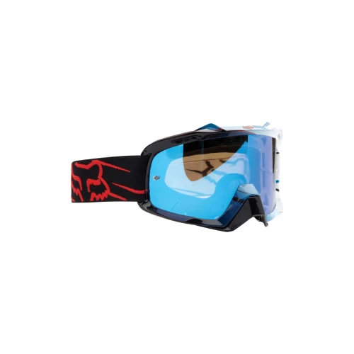 Fox Airspc Traker Blue Blue Spark мотоочки, красно-черно-белый, зеркальная голубая линза