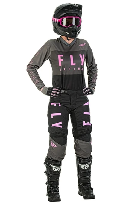 Fly Racing F-16 2022 мотоштаны женские, серо-черно-розовый