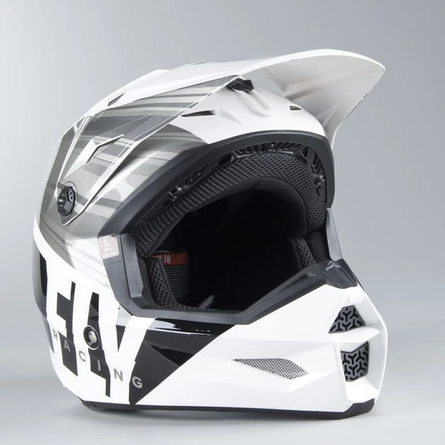 Fly Racing Kinetic K220 2020 шлем кроссовый, бело-серо-черный