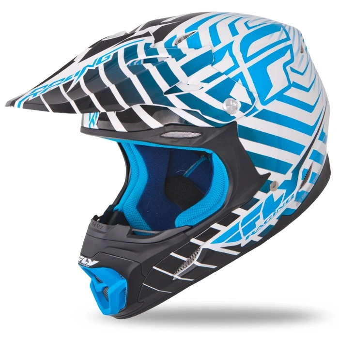 Fly Racing Three4 Sonar шлем кроссовый, черно-бело-голубой