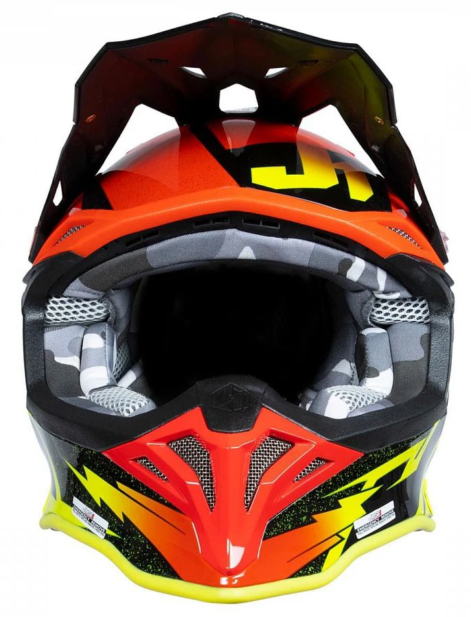 Just1 J39 Poseidon Fluo Yellow Red Black шлем кроссовый