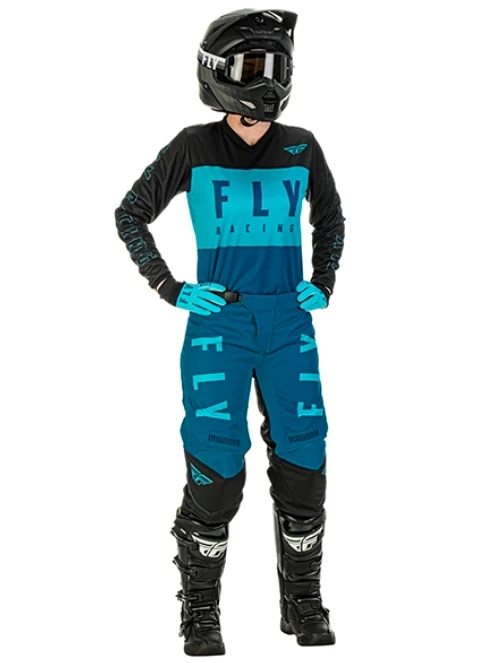 Fly Racing F-16 2022 мотоштаны женские, черно-сине-голубой