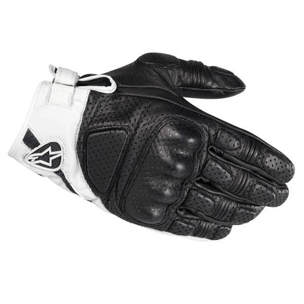 Alpinestars Mustang мотоперчатки кожаные перфорированные с защитой, черно-белый