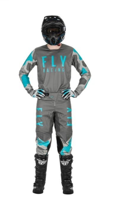 Fly Racing Kinetic K221 2021 мотоштаны, серо-голубой