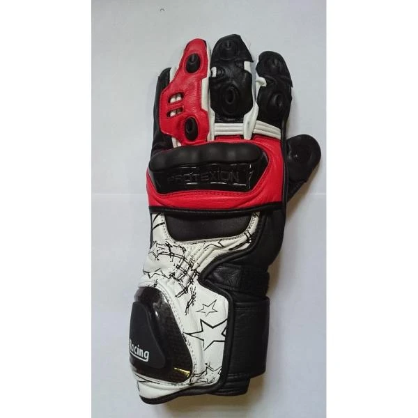 First M02 Star Gloves мотоперчатки кожаные с защитой, город, красно-бело-черный
