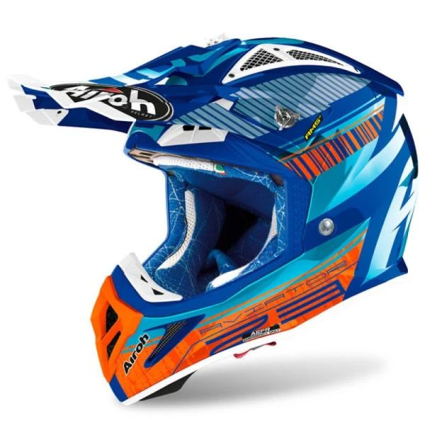 Airoh Aviator 2.3 Novak Chrome Azure шлем внедорожный, сине-оранжевый