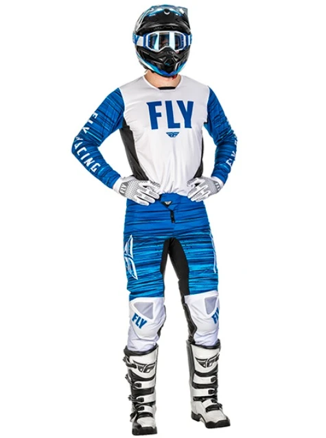 Fly Racing Kinetic Wave мотоштаны, бело-синий