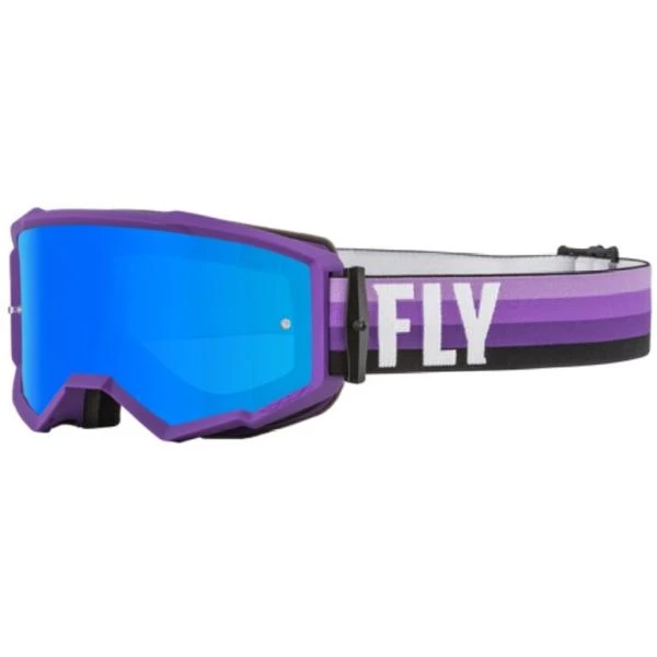 Fly Racing Zone 2022 мотоочки, фиолетово-черный, синяя зеркальная линза