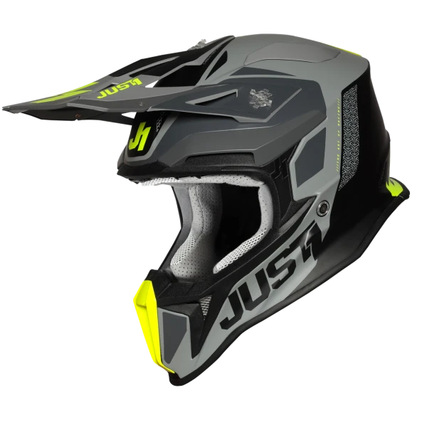 Just1 J18 Pulsar Fluo Yellow-Grey-Black Matt шлем кроссовый