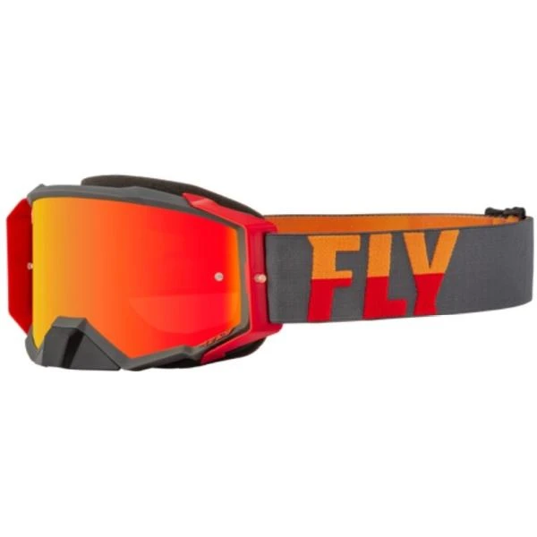 Fly Racing Zone Pro 2022 мотоочки, серо-красный, оранжевая зеркальная линза