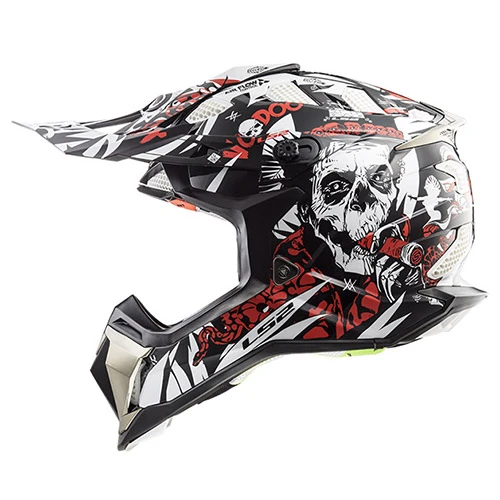 LS2 MX470 Subverter Voodoo шлем кроссовый, черно-бело-красный