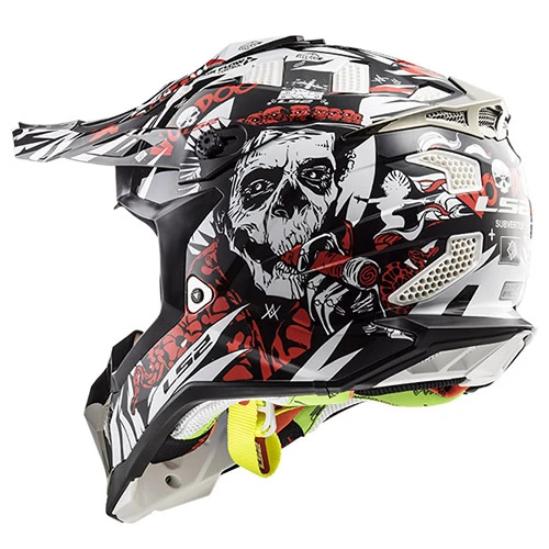 LS2 MX470 Subverter Voodoo шлем кроссовый, черно-бело-красный