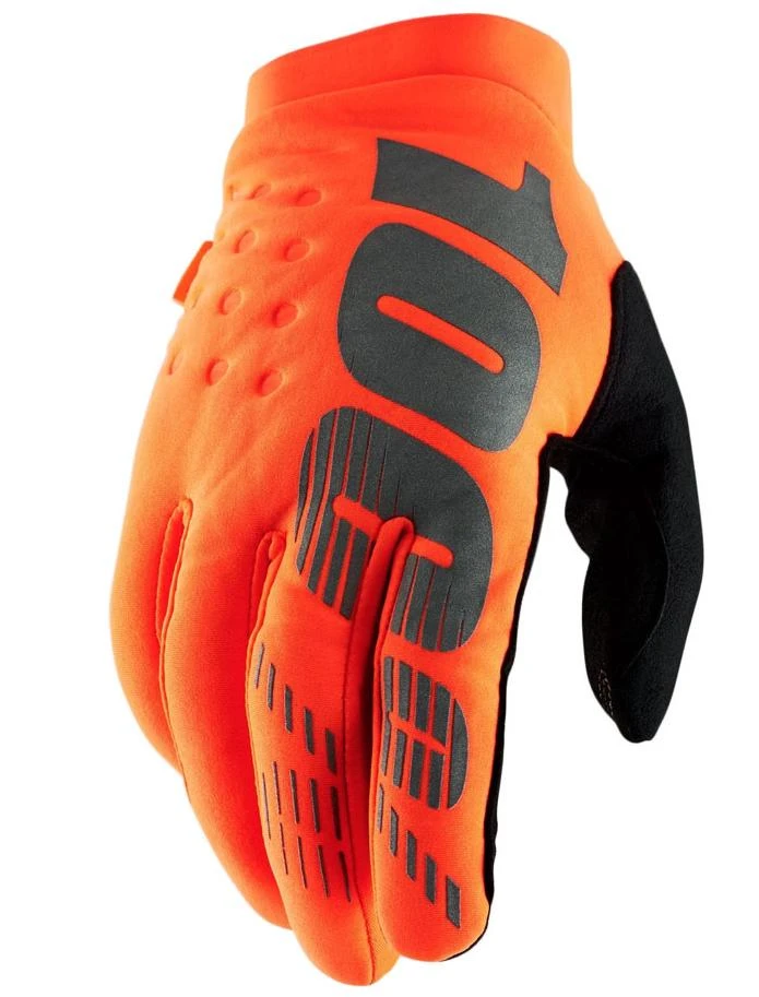 100% Brisker Fluo Orange/Black мотоперчатки, оранжево-черный