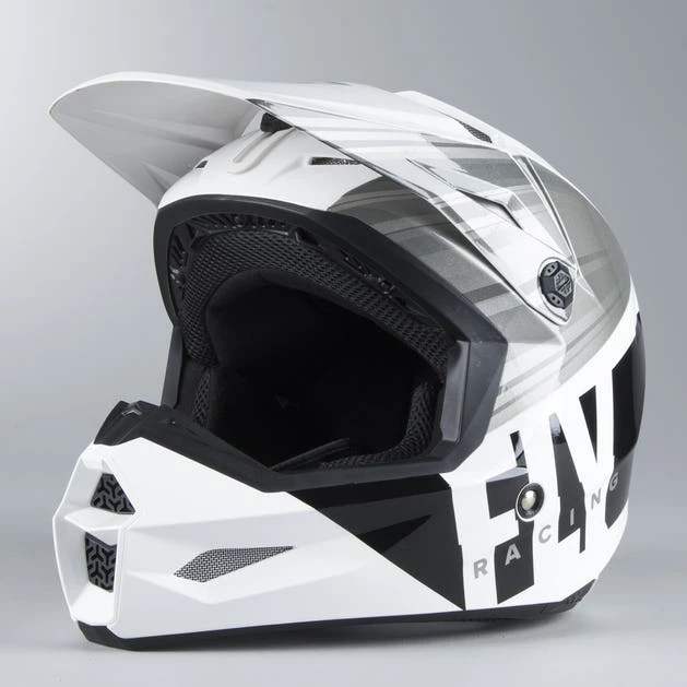 Fly Racing Kinetic K220 2020 шлем кроссовый, бело-серо-черный