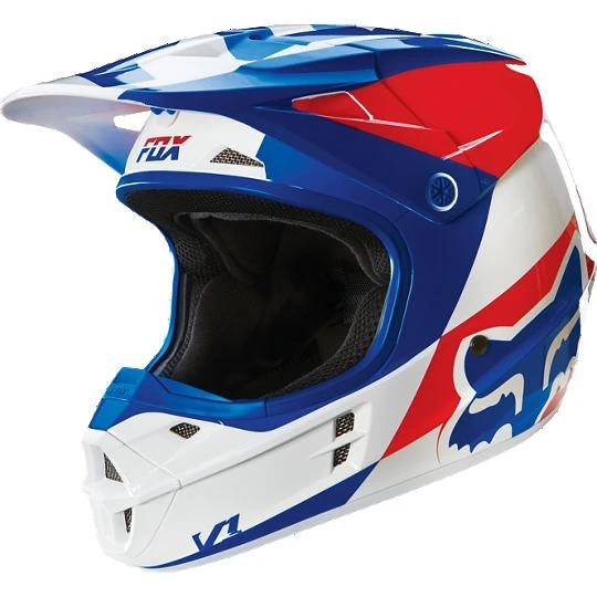 Fox Racing V1 Mako шлем кроссовый, сине-бело-красный