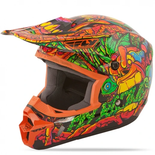 Fly Racing Kinetic Jungle Youth шлем подростковый, оранжево-зеленый