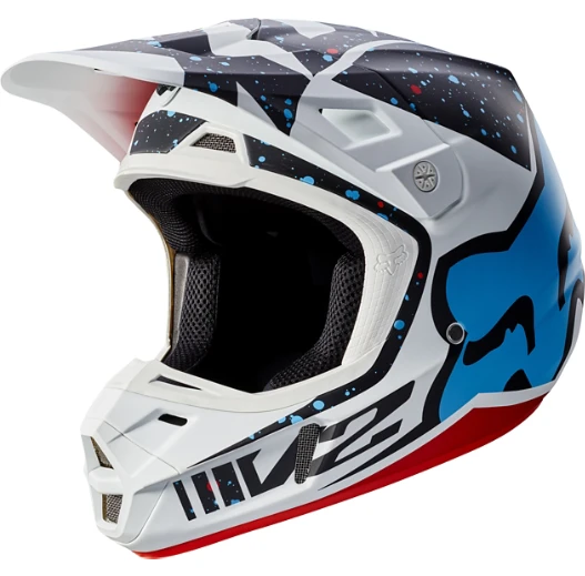 Fox Racing V2 Nirv шлем кроссовый, бело-черно-красный