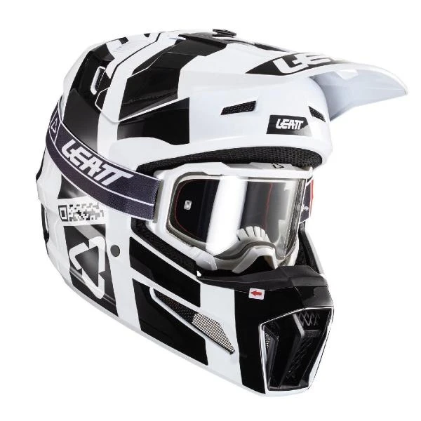 Leatt Kit Moto 3.5 V24 Black/White шлем кроссовый + Velocity 4.5 мотоочки