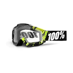 100% Accuri Slimy мотоочки, черно-салатовый, прозрачная линза