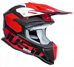 Just1 J18 Hexa White Fluo Red Black шлем кроссовый