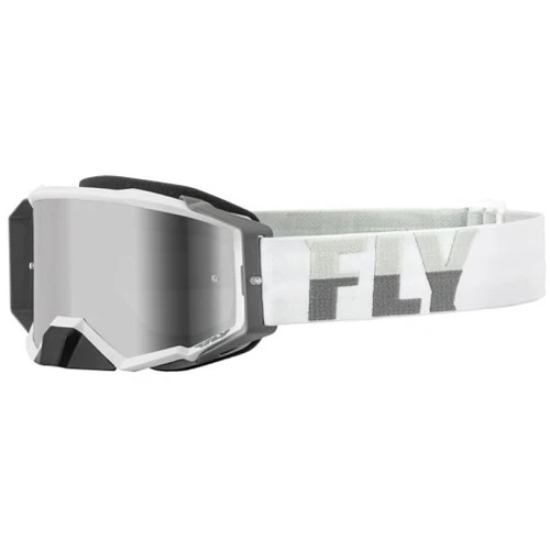 Fly Racing Zone Pro 2022 мотоочки, бело-серый, серая зеркальная линза