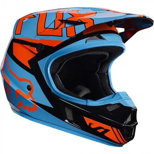 Fox Racing V1 Falcon 2017 Youth шлем подростковый, черно-оранжево-синий