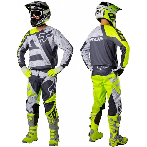 Fox Racing V2 Nirv шлем кроссовый, серо-желтый