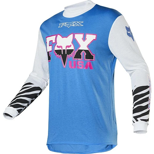 Fox Racing Retro Zebra LE джерси, сине-белый