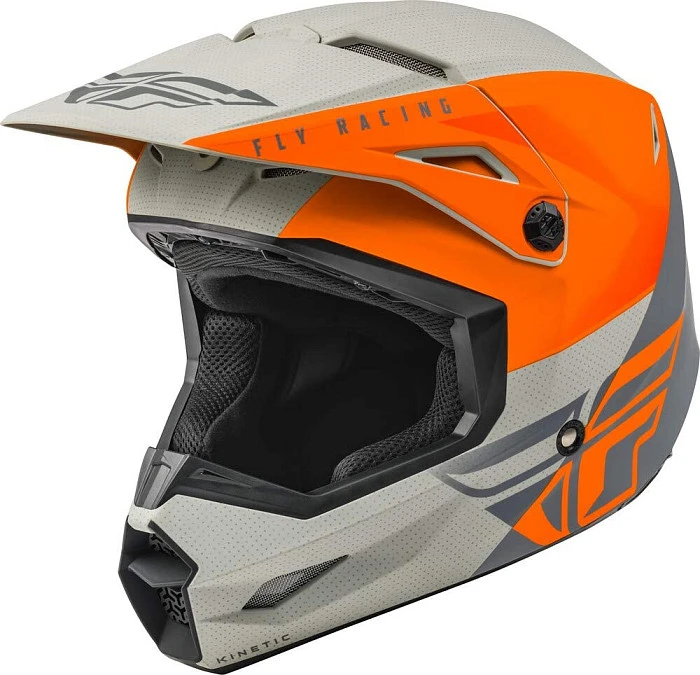 Fly Racing Kinetic Straight Edge шлем кроссовый, оранжево-серый матовый