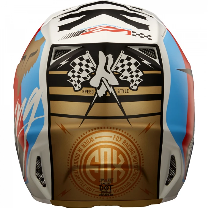 Fox Racing V2 Rohr Black шлем кроссовый, черно-бело-бронзовый